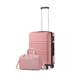 K1871-1L+EA2321 - Kono ABS 20 Inch Sculpted Horizontal Design 2 Piece Suitcase Set With Cabin Bag - Nude