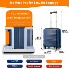 K1871-1L - Kono ABS 16 Inch Sculpted Horizontal Design Cabin Luggage - Navy