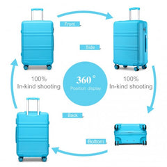 K1871-1L - Kono ABS 24 Inch Sculpted Horizontal Design Suitcase - Blue