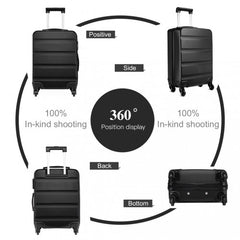 K1991-1L - Kono 24 Inch Horizontal Design ABS Hard Shell Suitcase With TSA Lock - Black