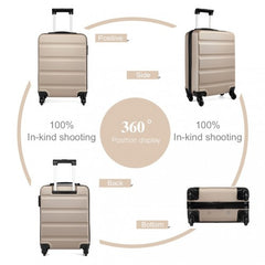 K1991-1L - Kono 19 Inch Horizontal Design ABS Hard Shell Suitcase With TSA Lock - Gold