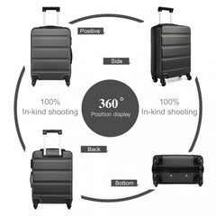 K1991-1L - Kono 24 Inch Horizontal Design ABS Hard Shell Suitcase With TSA Lock - Grey