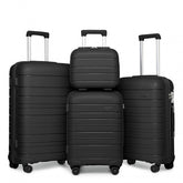 K2091L - Kono Multi Texture Hard Shell PP Suitcase With TSA Lock And Vanity Case 4 Pieces Set - Classic Collection - Black