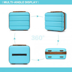 K2092L - Kono Bright Hard Shell PP Suitcase With TSA Lock And Vanity Case 4 Pieces Set - Classic Collection - Blue and Brown