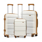 K2092L - Kono Bright Hard Shell PP Suitcase 3 Pieces Set - Classic Collection - Cream