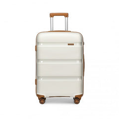 K2092L - Kono 20 Inch Bright Hard Shell PP Carry-On Suitcase In Cabin Size - Cream