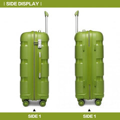 K2092L - Kono 20 Inch Bright Hard Shell PP Carry-On Suitcase In Cabin Size - Green