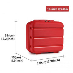 K2092L - Kono 14 Inch Bright Hard Shell PP Vanity Case - Red