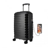 K2093 - Kono Cabin Size Classic Collection Polypropylene Luggage with Charging Interface - Black
