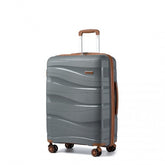 K2094L - Kono 24 Inch Lightweight Polypropylene Hard Shell Suitcase With TSA Lock - Grey And Brown