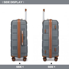 K2094L - Kono 24 Inch Lightweight Polypropylene Hard Shell Suitcase With TSA Lock - Grey And Brown