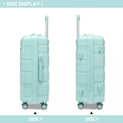 K2094L - Kono Lightweight Polypropylene Hard Shell 3 Piece Suitcase Set With TSA Lock - Mint Green