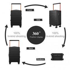 K2291L - British Traveller 20 Inch Wide Handle Hard Shell PC Luggage With TSA Lock - Black