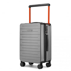 K2291L - British Traveller 20 Inch Wide Handle Hard Shell PC Luggage With TSA Lock - Grey