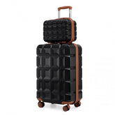 K2292L - Kono 13/20 Inch Lightweight Hard Shell ABS Cabin Suitcase With TSA Lock And Vanity Case - Black And Brown
