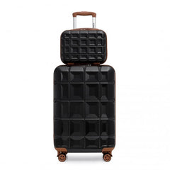 K2292L - Kono 13/20 Inch Lightweight Hard Shell ABS Cabin Suitcase With TSA Lock And Vanity Case - Black And Brown