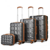 K2292L - Kono Lightweight Hard Shell ABS Suitcase With TSA Lock And Vanity Case 4 Piece Set - Grey