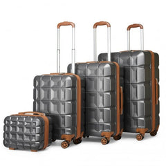K2292L - Kono Lightweight Hard Shell ABS Suitcase With TSA Lock And Vanity Case 4 Piece Set - Grey