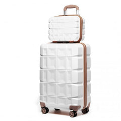 K2292L - Kono 13/20 Inch Lightweight Hard Shell ABS Cabin Suitcase With TSA Lock And Vanity Case - White