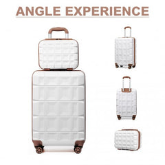 K2292L - Kono 13/20 Inch Lightweight Hard Shell ABS Cabin Suitcase With TSA Lock And Vanity Case - White
