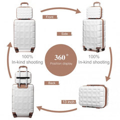 K2292L - Kono 13/20 Inch Lightweight Hard Shell ABS Cabin Suitcase With TSA Lock And Vanity Case - White
