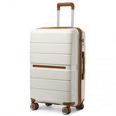 K2392L - British Traveller 28 Inch Multi-Texture Polypropylene Hard Shell Suitcase With TSA Lock - Cream