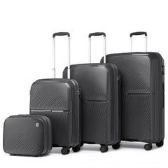 K2393L - British Traveller 4 Pcs Set Spinner Hard Shell PP Suitcase With TSA Lock And Vanity Case - Black