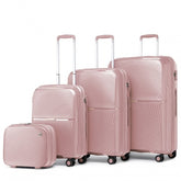 K2393L - British Traveller 4 Pcs Set Spinner Hard Shell PP Suitcase With TSA Lock And Vanity Case - Nude