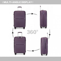 K2393L - British Traveller 3 Pcs Set Spinner Hard Shell PP Suitcase With TSA Lock - Purple