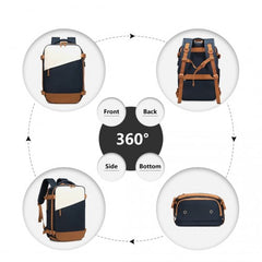 K2394L+S2362 - Kono Hard Shell ABS Carry-Ons Cabin Suitcase Included Vanity Case And Backpack 3 Piece Travel Set - Navy