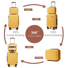 K2394L - Kono 13/20 Inch Flexible Hard Shell ABS Suitcase With TSA Lock And Vanity Case - Yellow