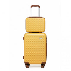 K2394L - Kono 13/20 Inch Flexible Hard Shell ABS Suitcase With TSA Lock And Vanity Case - Yellow
