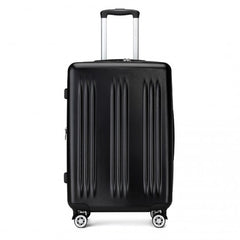 KSK2483 - Kono 28 Inch Sleek Striped Check-In Suitcase Expandable Durable ABS+PC Luggage with Four Spinner Wheels TSA Lock - Black