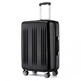 KSK2483 - Kono 28 Inch Sleek Striped Check-In Suitcase Expandable Durable ABS+PC Luggage with Four Spinner Wheels TSA Lock - Black