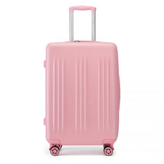 KSK2483 - Kono 28 Inch Sleek Striped Check-In Suitcase Expandable Durable ABS+PC Luggage with Four Spinner Wheels TSA Lock - Pink