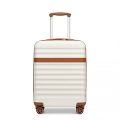 KSK2484 - Kono 20 Inch Stylish Lightweight Hard Shell ABS+PC Cabin Carry-On Suitcase with TSA Lock for Enhanced Security - Cream and Brown