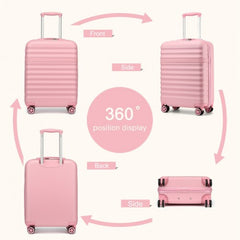 KSK2484 - Kono 20 Inch Stylish Lightweight Hard Shell ABS+PC Cabin Carry-On Suitcase with TSA Lock for Enhanced Security - Pink