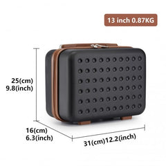 KSK2486 - Kono Stylish ABS+PC 13 Inch Polka Dot Hard Shell Vanity Case - Black And Brown