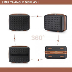 KSK2486 - Kono Stylish ABS+PC 13 Inch Polka Dot Hard Shell Vanity Case - Black And Brown