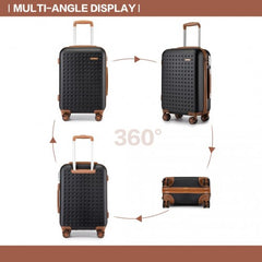 KSK2486 - Kono Stylish ABS+PC 24 Inch Polka Dot Hard Shell Suitcase With TSA Lock - Black And Brown