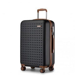 KSK2486 - Kono Stylish ABS+PC 24 Inch Polka Dot Hard Shell Suitcase With TSA Lock - Black And Brown