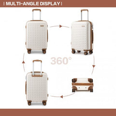 KSK2486 - Kono Stylish ABS+PC 24 Inch Polka Dot Hard Shell Suitcase With TSA Lock - Cream And Brown