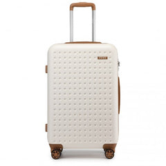 KSK2486 - Kono Stylish ABS+PC 24 Inch Polka Dot Hard Shell Suitcase With TSA Lock - Cream And Brown