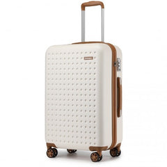 KSK2486 - Kono Stylish ABS+PC 24 Inch Polka Dot Hard Shell Suitcase With TSA Lock - Cream And Brown