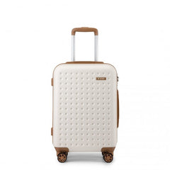 KSK2486 - Kono Stylish ABS+PC 20 Inch Polka Dot Hard Shell Cabin Suitcase With TSA Lock - Cream And Brown