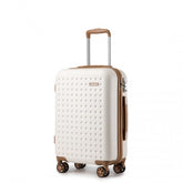 KSK2486 - Kono Stylish ABS+PC 20 Inch Polka Dot Hard Shell Cabin Suitcase With TSA Lock - Cream And Brown