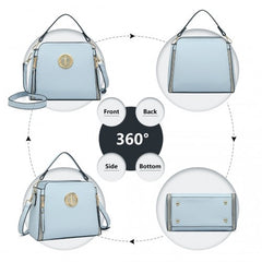 LB2126 - Miss Lulu Leather Look Practical Crossbody Bag - Blue