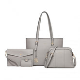LG2110 - Miss Lulu 4 Piece Classic Sleek Handbag Set - Grey