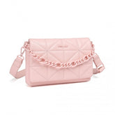 LG2318 - Miss Lulu Chic Quilted Shoulder Bag With Chain Strap - Pink