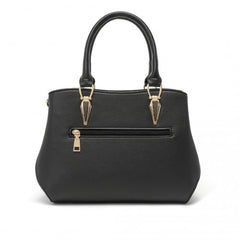 LG6866 - Miss Lulu Leather Look Colour Block Bow Pendant Handbag - Blue And Brown